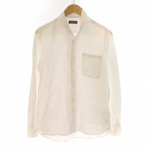 シャツ 麻 リネン 長袖 M 白 ホワイト /KL