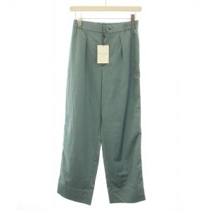 シアーサテンイージーストレートパンツ イージーパンツ ジップフライ タグ付き 36 S 緑 グリーン /YT