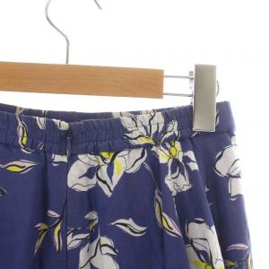 MARIHA フレアスカート ロング マキシ 花柄 総柄 36 S 青 ブルー マルチカラー