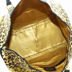 GIANNI VERSACE ボストンバッグ ハンド ヒョウ柄 レオパード 総柄 黄色 イエロー 黒 ブラック 茶 ブラウン /NW40