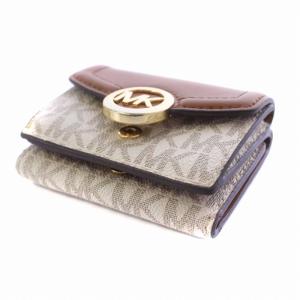 MICHAEL KORS 財布 三つ折り レザー 茶 ブラウン 白 ホワイト