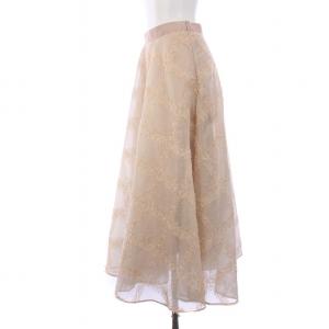 SNIDEL 23AW フリンジJQDスカート ロング フレア 1 M ピンクベージュ SWFS234077