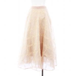SNIDEL 23AW フリンジJQDスカート ロング フレア 1 M ピンクベージュ SWFS234077