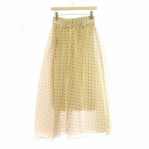 SNIDEL 23AW オーガンジーボリュームスカート フレア ロング マキシ ドット 1 M 白 ホワイト 黒 ブラック SWFS234229