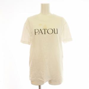 PATOU オーガニックコットン パトゥロゴTシャツ カットソー 半袖 クルーネック ロゴ プリント S 白 ホワイト