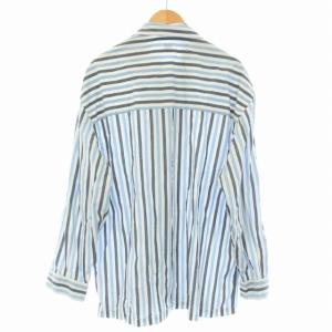 E.TAUTZ Pajama Shirt シャツ ストライプ コットン オープンカラー 長袖 S 水色 ライトブルー