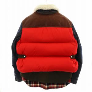 DSQUARED2 17AW コレクション ダウンジャケット  ドッキング ボア チェック柄 50 カーキ 紺 