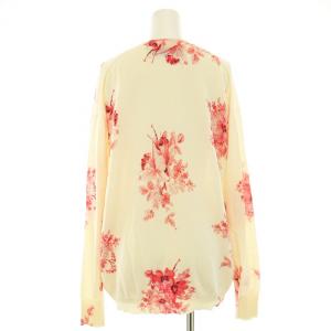 PAUL SMITH ニット セーター 長袖 Vネック 薄手 花柄 シルク混 M 赤 レッド アイボリー