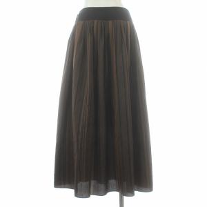 ADORE マルチストライプロングスカート フレア ロング マキシ ストライプ ハイウエスト 36 S 茶 ブラウン 黒 ブラック 531-9220614