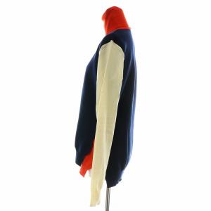 CELINE フィービー期 ニット カットソー 長袖 タートルネック レイヤード ウール XS 紺 ネイビー 赤 レッド