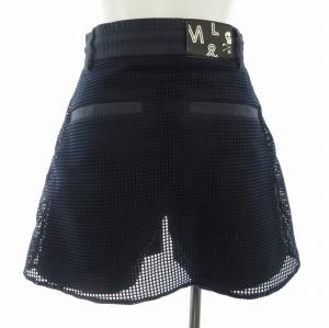 MARK&LONA ゴルフウェア キュロット ひざ丈 ショートパンツ メッシュ 36 S 紺 ネイビー