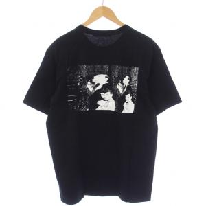 Tシャツ カットソー 半袖 クルーネック プリント 4 XL 黒