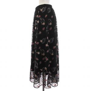 Diagram GRACE CONTINENTAL チュールスカート ロング フレア ドット 総柄 刺繍 36 S 黒 ブラック