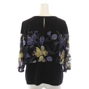 Diagram GRACE CONTINENTAL 21AW ブラウス カットソー 花柄 刺繍 レース 七分袖 36 S 黒 ブラック