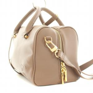 SNIDEL 2WAY ボストンバッグ ハンドバッグ ショルダーバッグ フェイクレザー ロゴ 型押し F ピンクブラウン