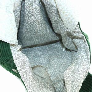 mina perhonen エンジェル angel トートバッグ ハンド コットン コーデュロイ 花柄 刺繍 裏地総柄 緑 グリーン 白 ホワイト ya9038