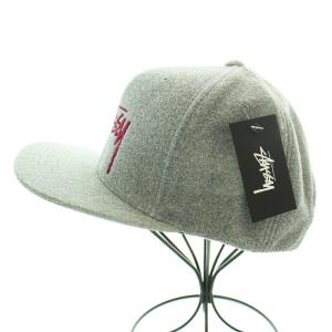 STUSSY REVERSE FLEECE CAP キャップ 帽子 フリース ロゴ 刺繍 ウール混 O/S グレー ボルドー