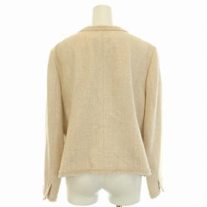 23区 ノーカラージャケット ツイード 大きいサイズ 48 17号 XXXL ベージュ