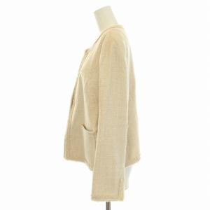 23区 ノーカラージャケット ツイード 大きいサイズ 48 17号 XXXL ベージュ