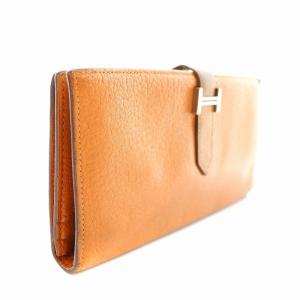 HERMES ベアン 長財布 レザー オレンジ M刻印