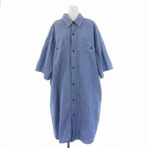 19SS ダンガリーシャツワンピース ひざ丈 半袖 1 S 青 ブルー 191-15089 /BM