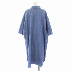 HYKE 19SS ダンガリーシャツワンピース ひざ丈 半袖 1 S 青 ブルー 191-15089 /BM