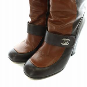 CHANEL ココマーク ジョッキーブーツ チャンキーヒール ビブラム