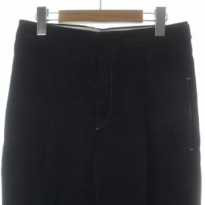 CINOH スラックスパンツ テーパード タック サテン 36 S 黒 ブラック