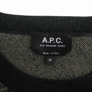 A.P.C. ニット セーター 長袖 クルーネック 総柄 ウール M 緑 グリーン