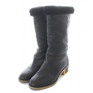 CHANEL ムートンブーツ キルティング ココマーク 36.5 ブラック