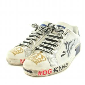 DOLCE&GABBANA ロイヤルズ ミレニアルズ ROYALS Millennials スニーカー シューズ レザー 総柄 7 26.0cm 白 ホワイト