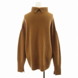 Plage スーパーファインウールカシミヤ ハイネックプルオーバー リブニット セーター 長袖 タートルネック 茶 ブラウン 20080922531030