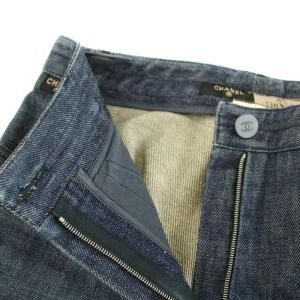 CHANEL 99P デニムパンツ ジーンズ ジップフライ ストレート 38 M 紺 ネイビー P12937V07556