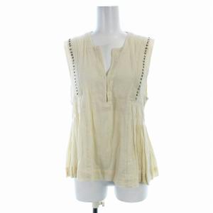 シャツ ブラウス ノースリーブ レース スタッズ スキッパー 36 XS アイボリー /EE