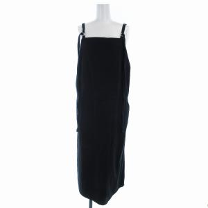 ワンピース ジャンパースカート ひざ丈 XS 黒 ブラック /EE