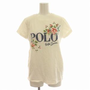 Tシャツ 半袖 花柄 ステッチ ロゴ S オフホワイト 白 /G