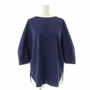 タグ付き Stretch 7分袖 ブラウス シャツ プルオーバー 4 M 紺 ネイビー BLCYKM0513