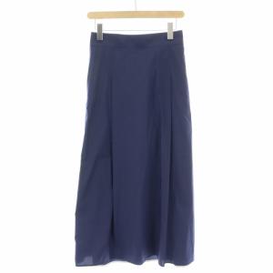 タグ付き Stretch スカート フレアスカート ロング マキシ タック 6 L 紺 ネイビー SKCYKM0513