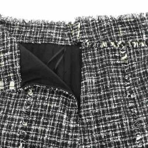 Theory タグ付き 台形スカート ひざ丈 ツイード 2 M 黒 ブラック 白 ホワイト