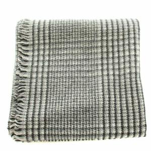 23区 ストール フリンジ カシミヤ 千鳥格子柄 F 黒 ブラック グレー 白 ホワイト