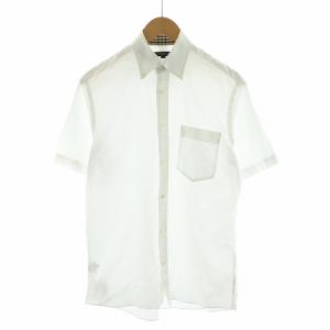 カッターシャツ ワイシャツ ボタンダウン ロゴ刺繍 半袖 M 白 ホワイト