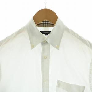 BURBERRY LONDON カッターシャツ ワイシャツ ボタンダウン ロゴ刺繍 半袖 M 白 ホワイト