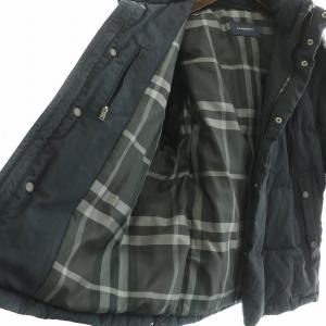BURBERRY LONDON ダウンジャケット ベスト 2WAY キルティング ジップアップ シングル フード スタンドカラー 裏地ノバチェック 絹 シルク混