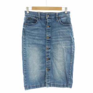 タイトスカート デニム ひざ丈 ボタンフライ インディゴ