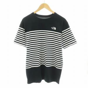 THE NORTH FACE S/S Panel Border Tee ショートスリーブ マルチ ボーダー ティー Tシャツ 半袖 ロゴ刺繍 L 黒 ブラック
