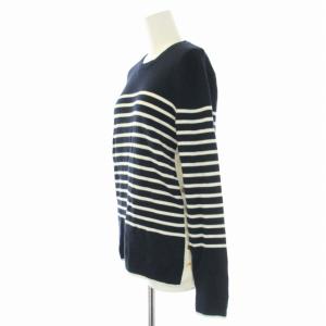 23区 22年製 ニット セーター 長袖 ボーダー クルーネック 38 M 紺 ネイビー 白 アイボリー
