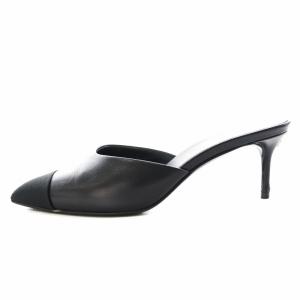 CHANEL ココマーク ミュール ポインテッドトゥ 37 ブラック