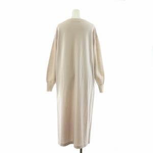 23区 ニットワンピース ミモレ ロング 切替 Iライン ノーカラー 38 M ピンクベージュ