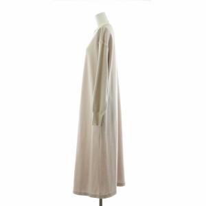 23区 ニットワンピース ミモレ ロング 切替 Iライン ノーカラー 38 M ピンクベージュ