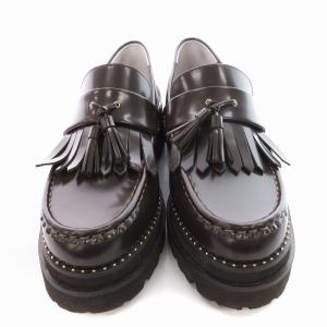UNITED ARROWS ローファー モカシン スリッポン 靴 タッセル エナメル 厚底 37 23.5?24.0cm 茶 ブラウン